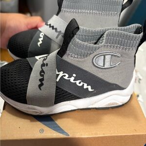 Champion Kids Black and Gray Slip-On Sneakers 9c